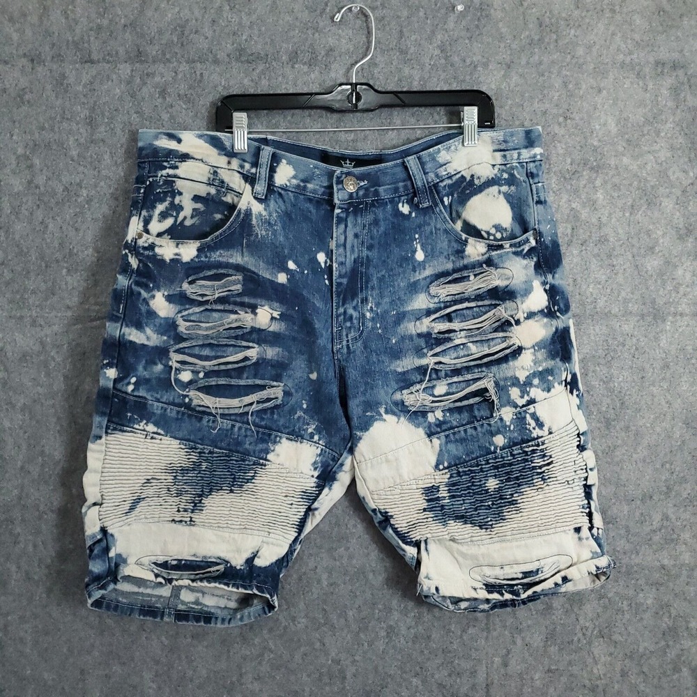 Red Ape Jean Shorts Mens 40 Faded Bleached Patch VTG Standard Fit Denim Cotton